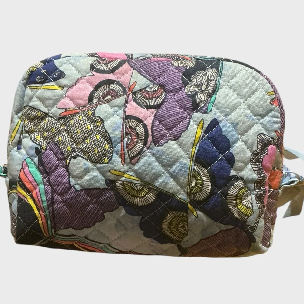 Vera Bradley Butterfly By Cosmetic Bag w/ Sweet Shimmer Beauty Set Travel